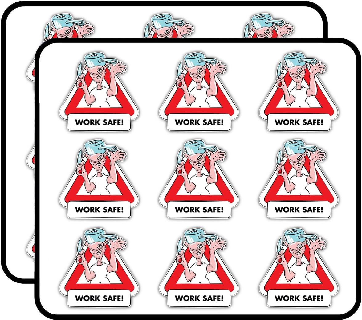 Cartel de advertencia de trabajo seguro, divertido dibujos animados de 2 pulgadas, paquete de 18 unidades, calendario, álbumes de recortes,