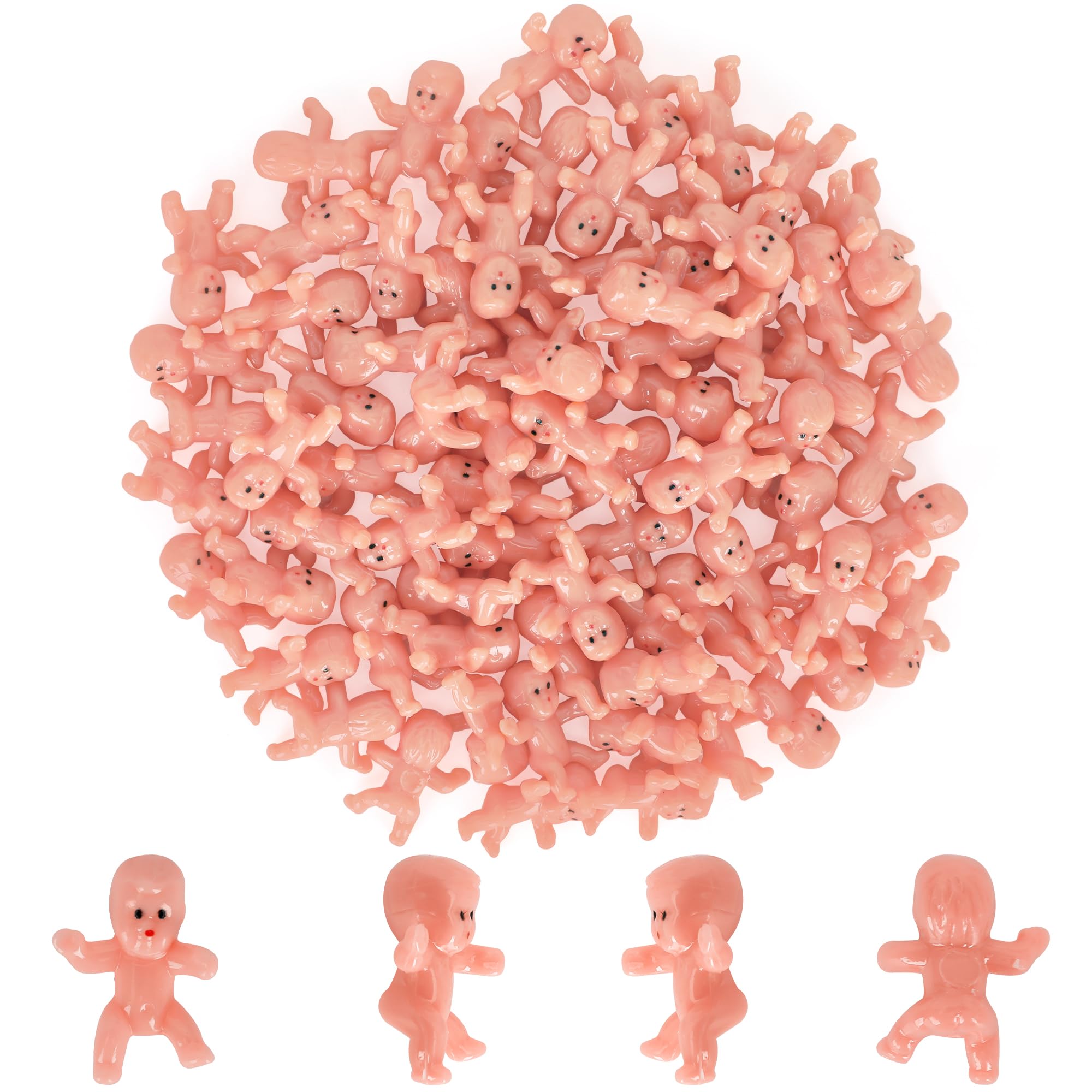 50 PCS King Cake Babies, 1 Inch Mardi Gras Baby for King Cake My Water Broke Games, Tiny Plastic Babies Bulk Mini Plastic Babies for Ice Cube Game