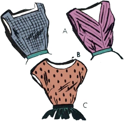 Patrón superior Rockabilly de los años 50, fácil de coser, tres estilos, busto 38 pulgadas (38.0 in)