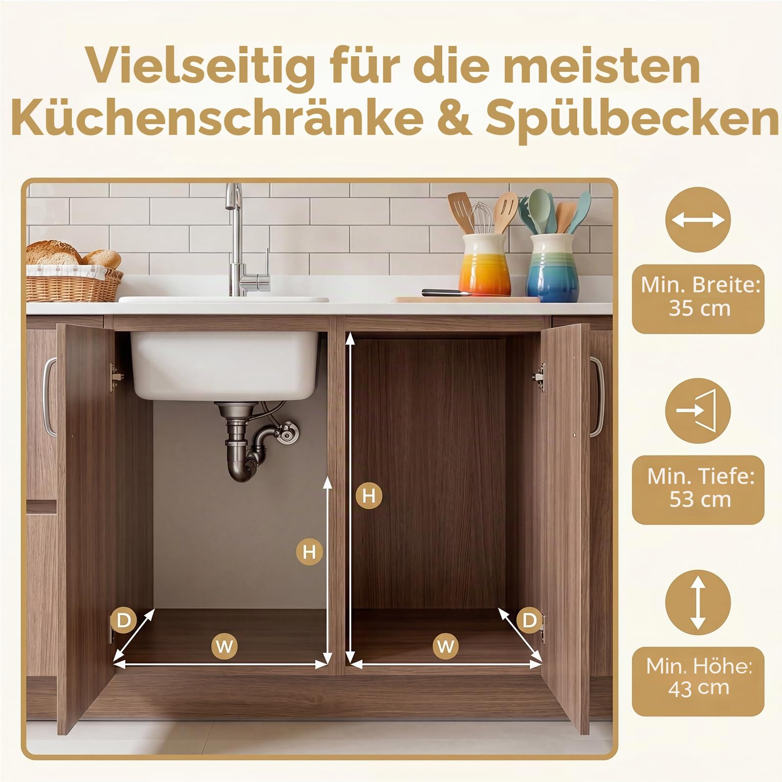 LIFEZEAL Abfallsammler 20L+20L, Ausziehbarer Einbaumülleimer für Unterschrank, Mülltrennsystem Küche mit 2 herausnehmbaren Fächern, Abfalleimer Mülleimer für Schränke, 50,5 x 33,5 x 41 cm, Grau