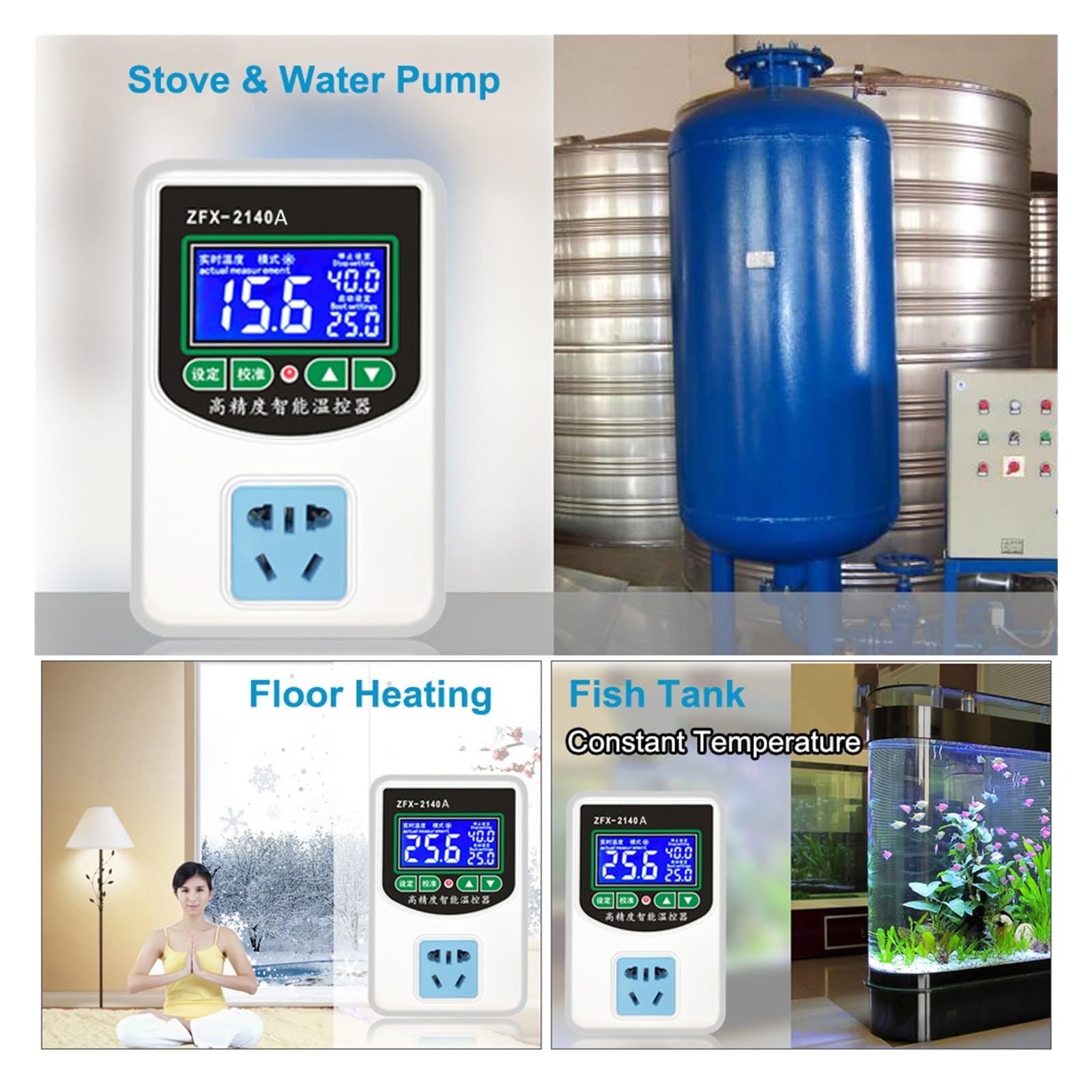 Termostato Digital, Controlador de Temperatura Digital ZFX-2140A, termostato Control del Sensor NTC enfriamiento calefacción Alta precisión Inteligente for congelador