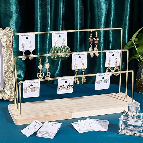 Miniatura 5 de PH PandaHall Soporte organizador de aretes de 3 niveles, soporte para aretes de aro colgante, exhibición de almacenamiento, joyería al por menor,