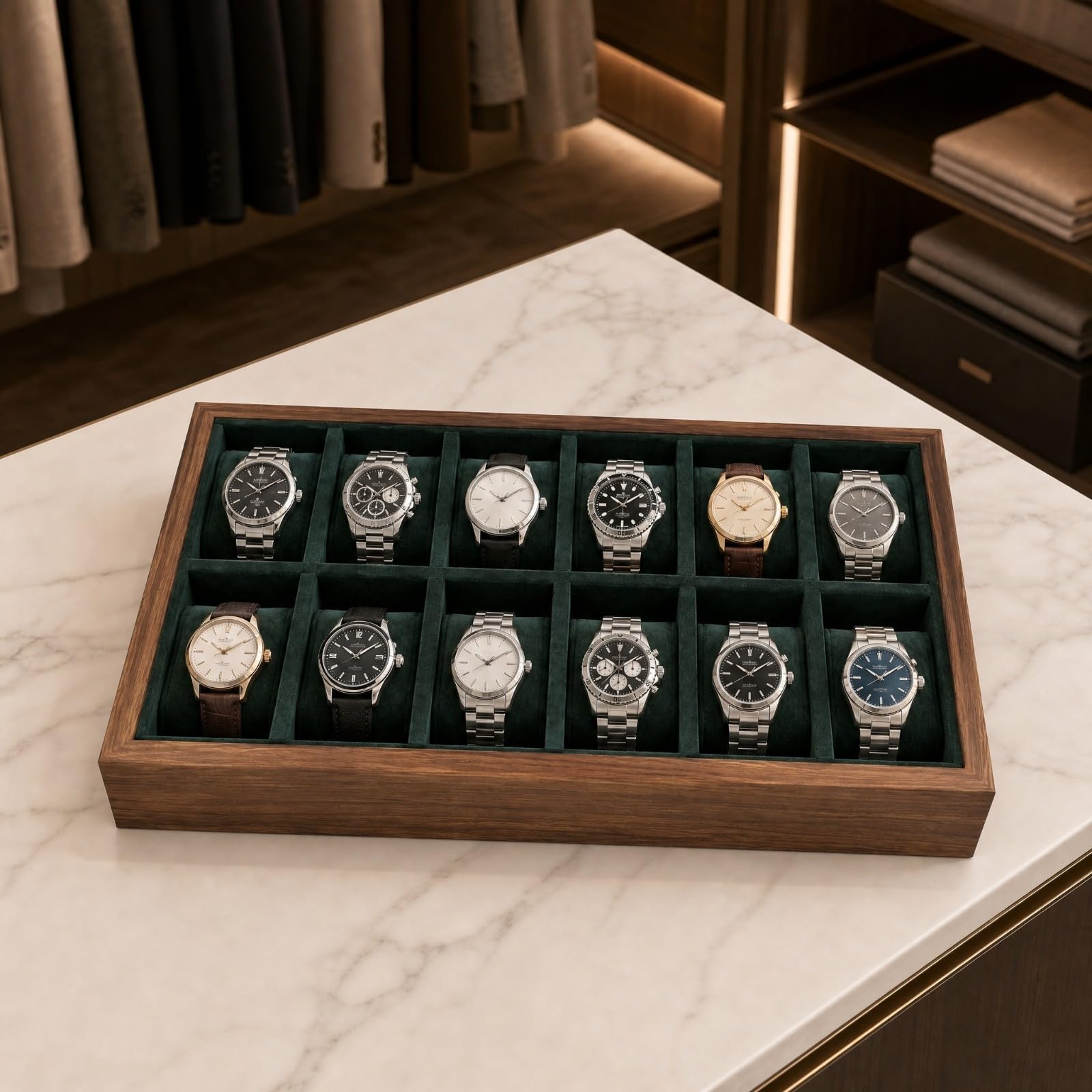 Organizador Joyas Elegan Banja Exhibición Relojes Resisn Connedor Almacenamiento Joyas para Cómoda, Verde
