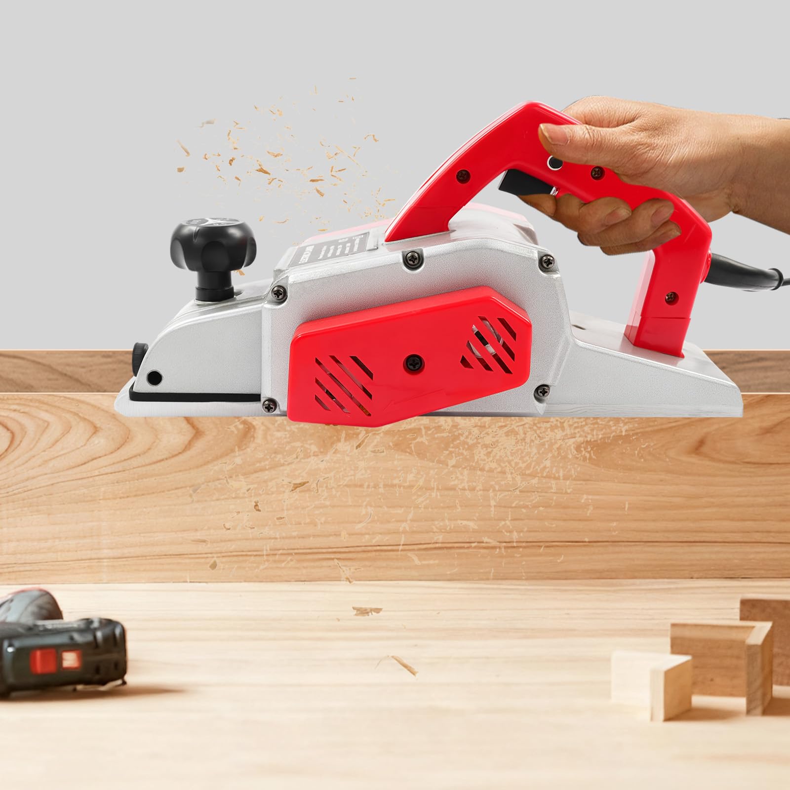Rabot électrique 1300 W Rabot électrique 13000 tr/min Rabot manuel avec câble pour le travail du bois pour le rabotage, le rainurage, l'ébavurage, la coupe et autres peintures de travail du bois