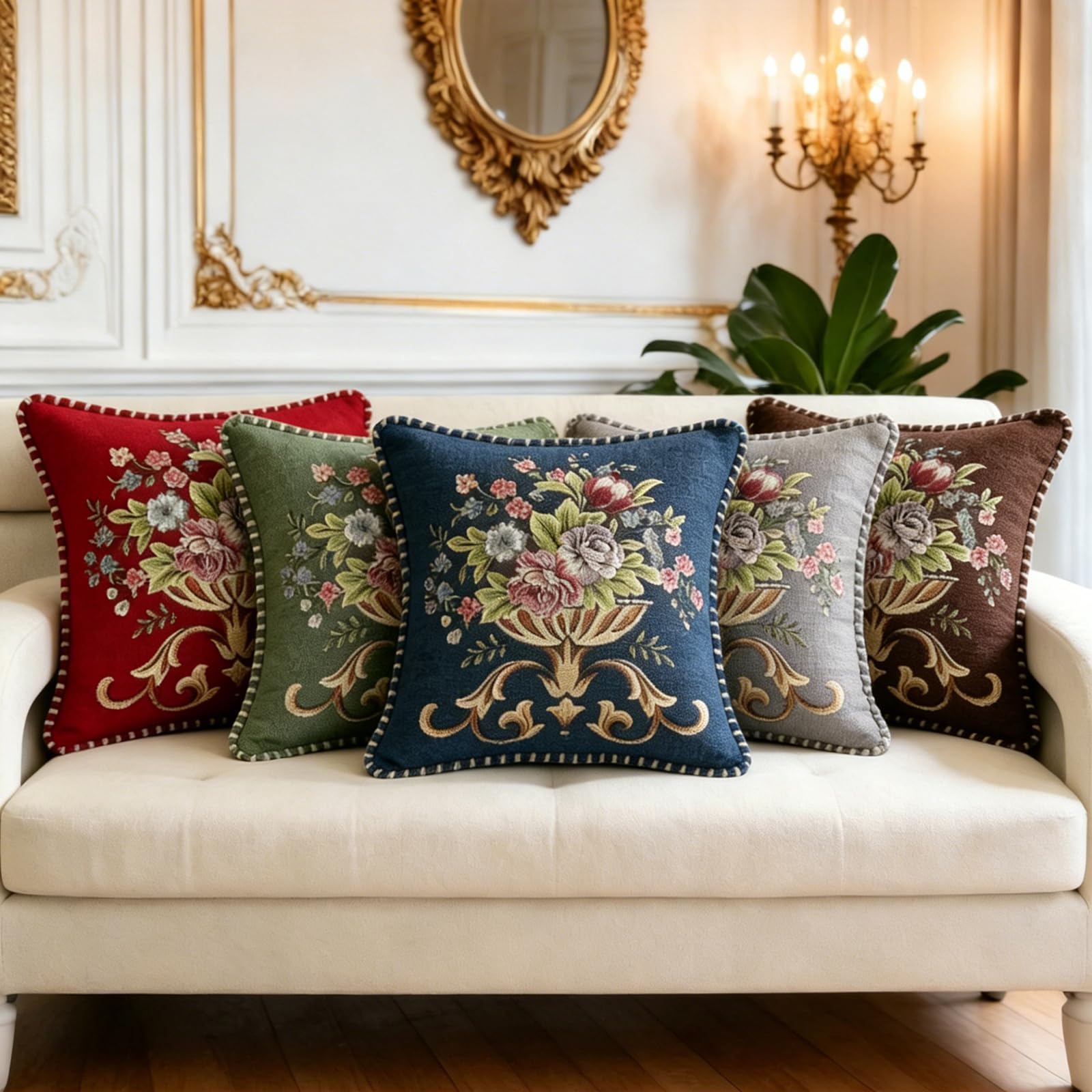 Amazon.com: Qupace Set of 2 Brown Vintage Embroidered Throw Pillow