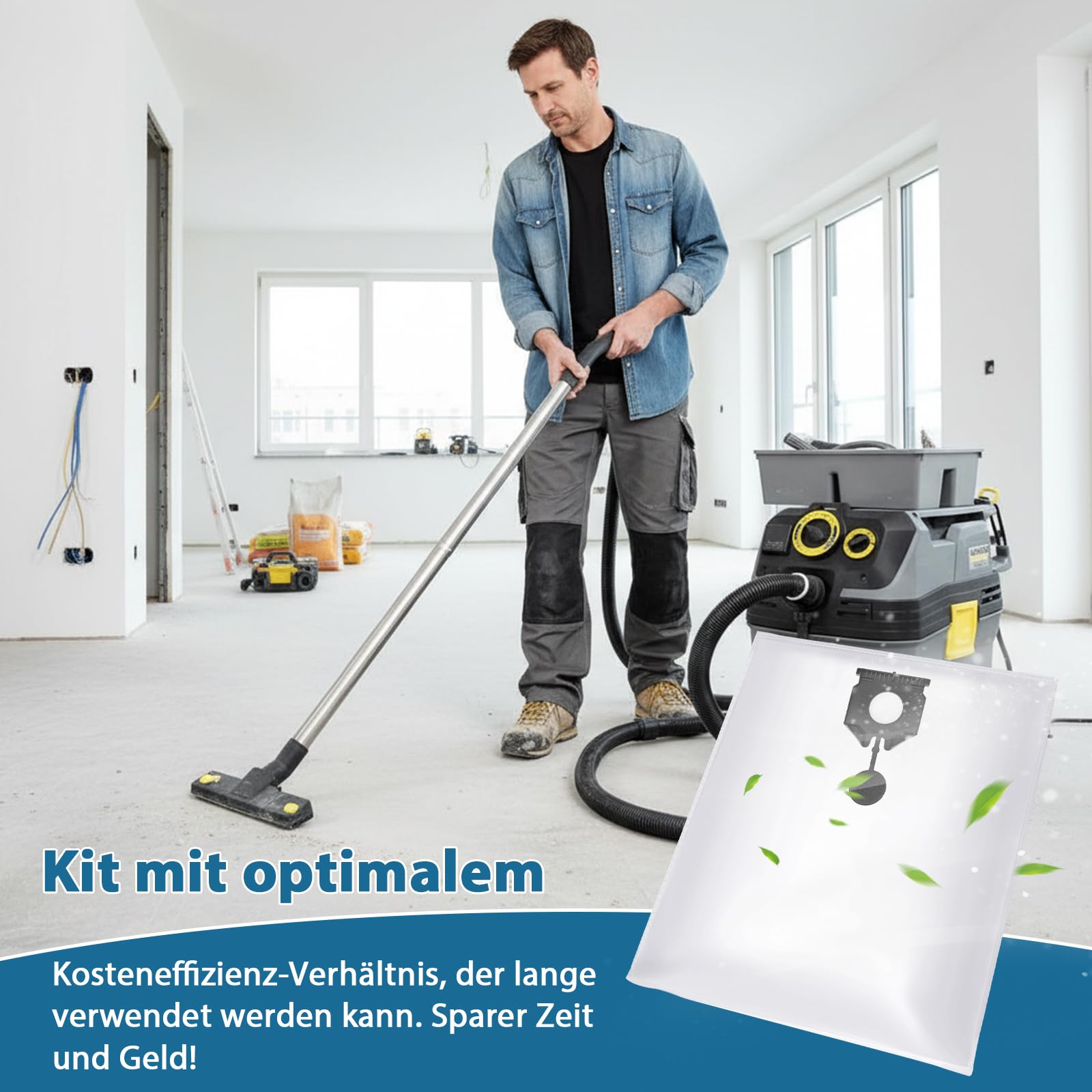 8 sacchetti per aspirapolvere Kärcher NT30/1 (2.889-154.0) in tessuto non tessuto, NT 30/1 30 L 30L NT 30/1 Ap Te L, NT 30/1 Ap L, NT 40/1, NT 50/1,30L per aspirapolvere Kärcher