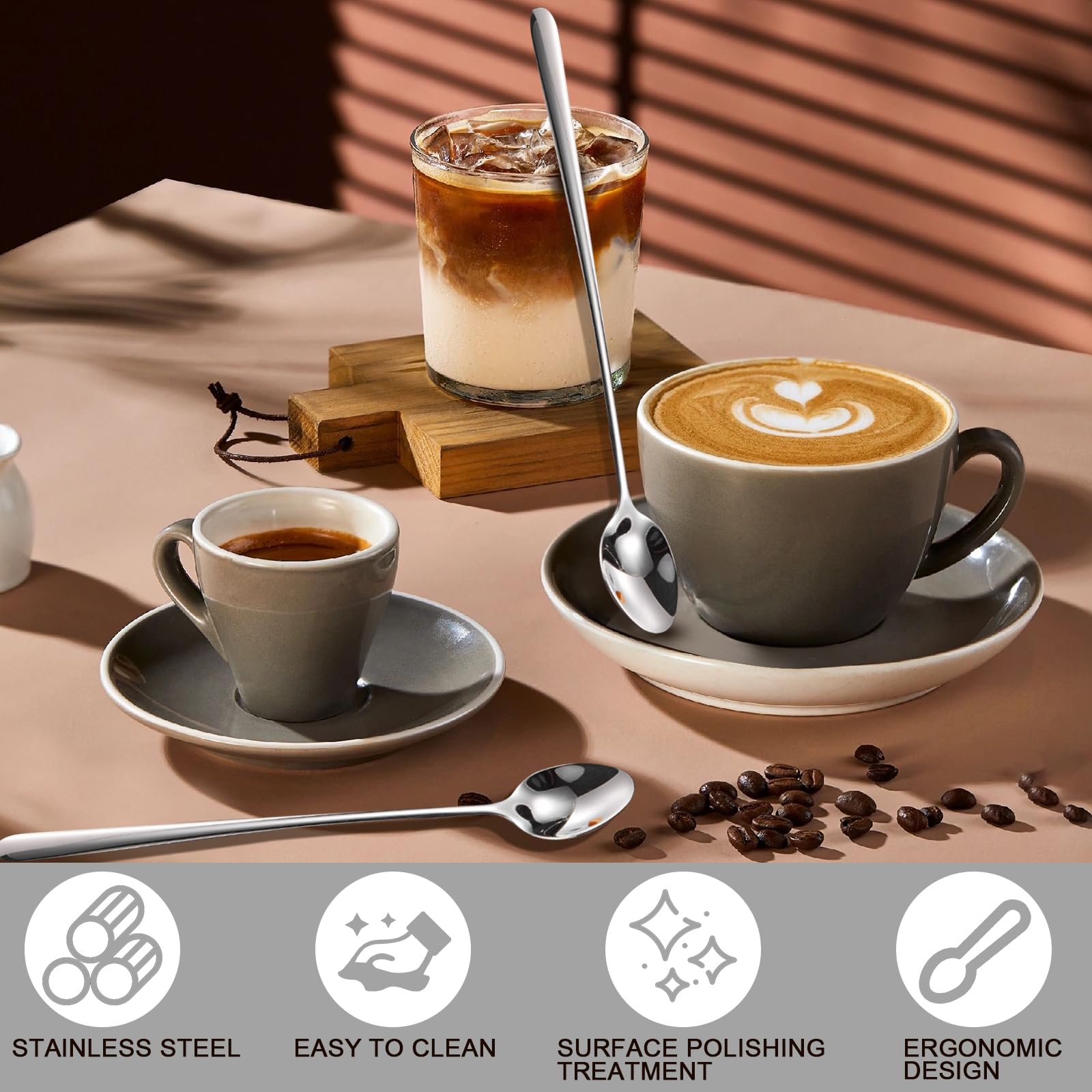Cucchiaini da caffè in acciaio Inox, set 6 cucchiaini Morinox moka Diamante