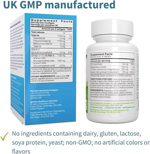 Miniatura 5 de Igennus Pharmepa Restore EPA + Neurobalance - Paquete de salud del estado de ánimo de zinc, magnesio y vitamina B6 para atención y concentración