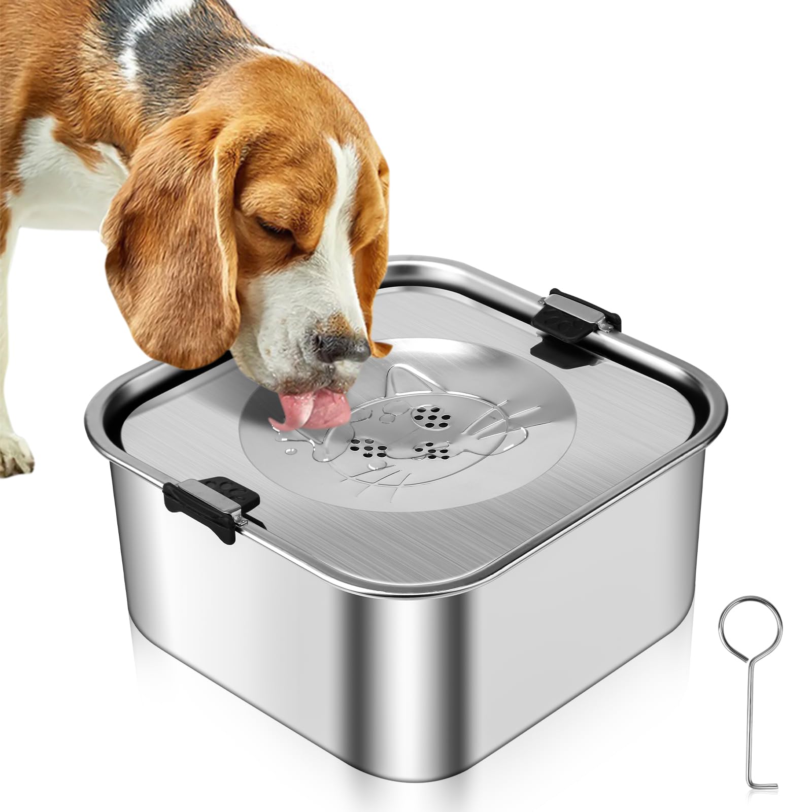 Bebedero Perro Acero Inoxidable 3L, Bebedero Antigoteo Perro con Plato Flotante Sellado Integrado, Cuenco de Agua Flotante para Mediano a Grande, Sin Derrames a Prueba de Polv, Apto para Lavavajillas