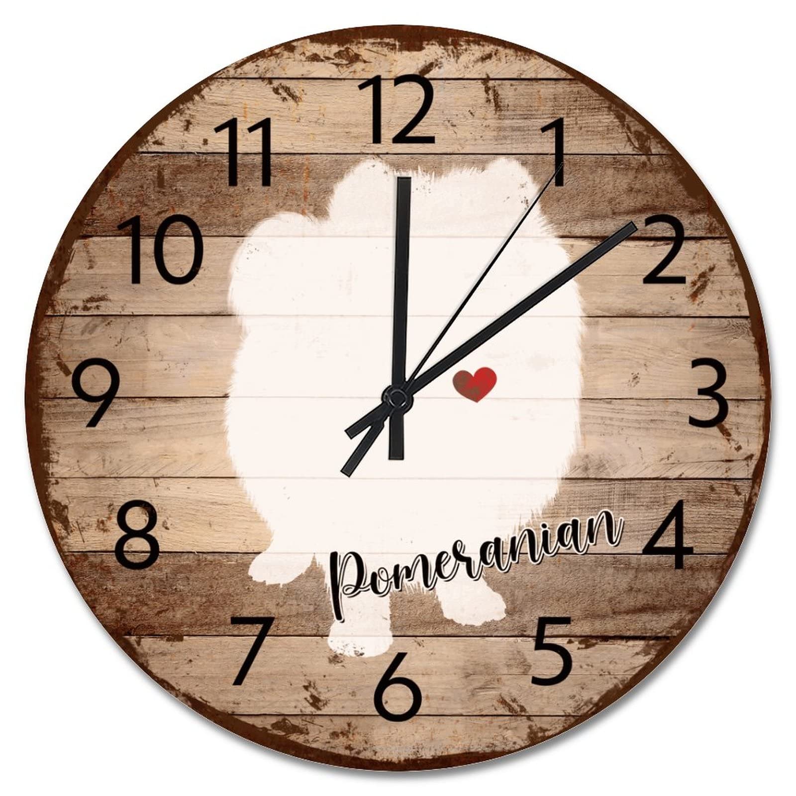 Horloge murale vintage Poméranie pendule rustique silencieuse maison