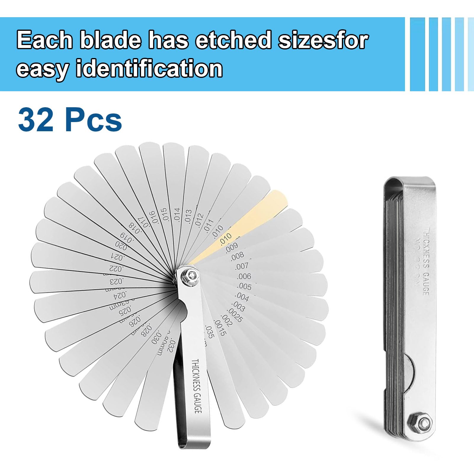 Spessimetro Binghe 32 Lame Inox Pieghevole Misurazione Doppia