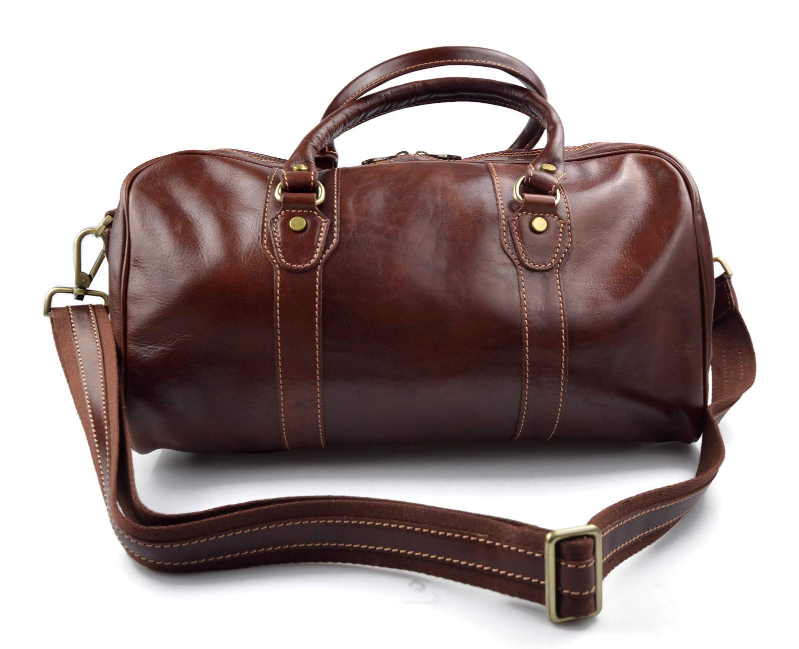 Bolso de viaje maleta marron bolso deportivo mujer hombre bolso de cuero con asas y correa de piel genuina bolso de mano de viaje bolso de espalda