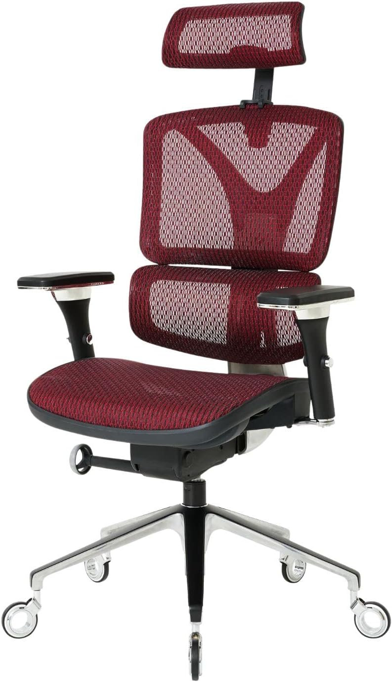 Nouhaus ErgoPRO Ergonomic Office Chair with Back Support, Computer Chair and Dorm Chair for Study. Rolling Chair PROWheels, 360 Degree Swivel Chair, Mesh Office Chair. (Burgundy)