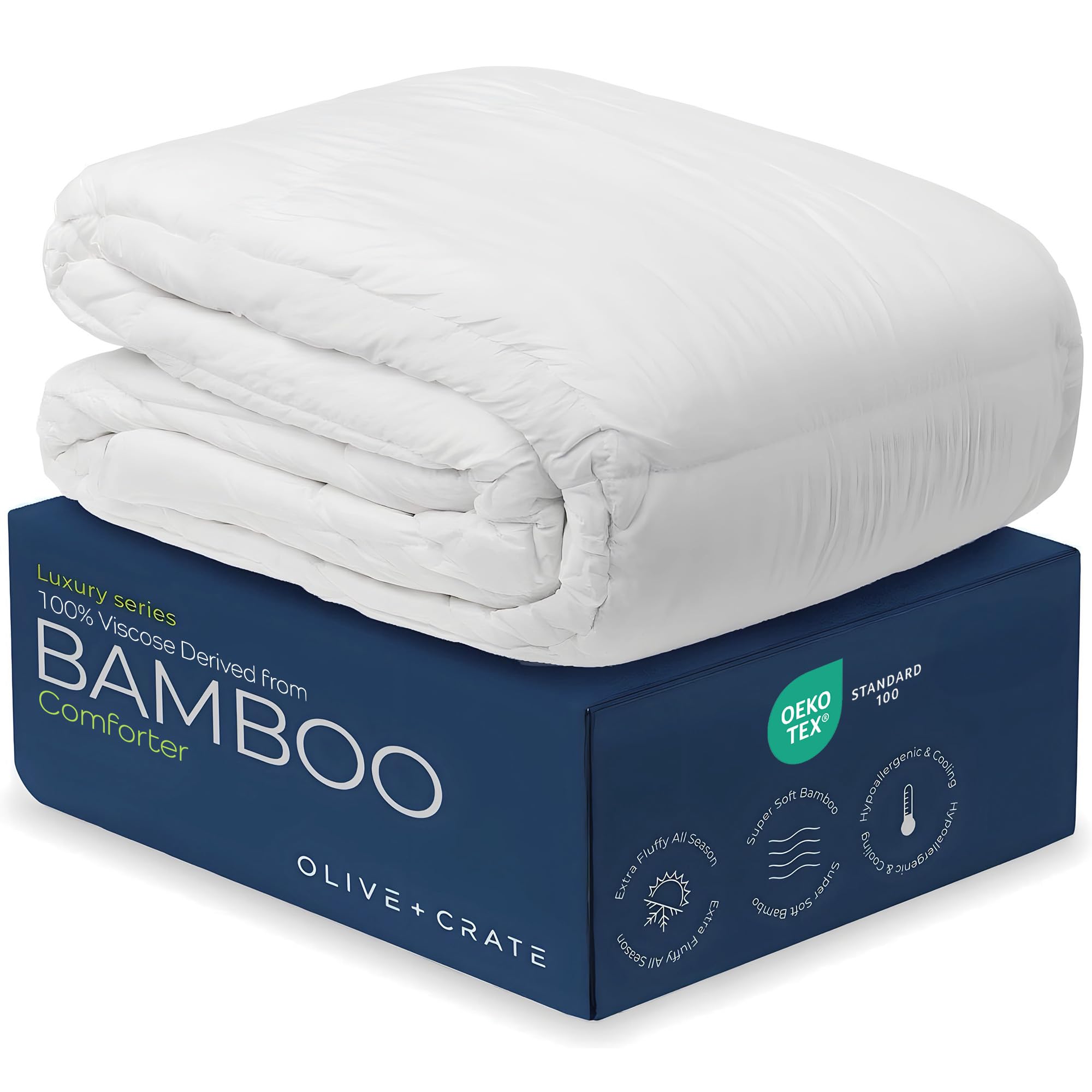 olive  crate 100 viscose derived from bamboo - king size - hypoallergenic cooling amp moisture-wicking bedding - all season lightweight plush design - organic king comforter - 10234x9034