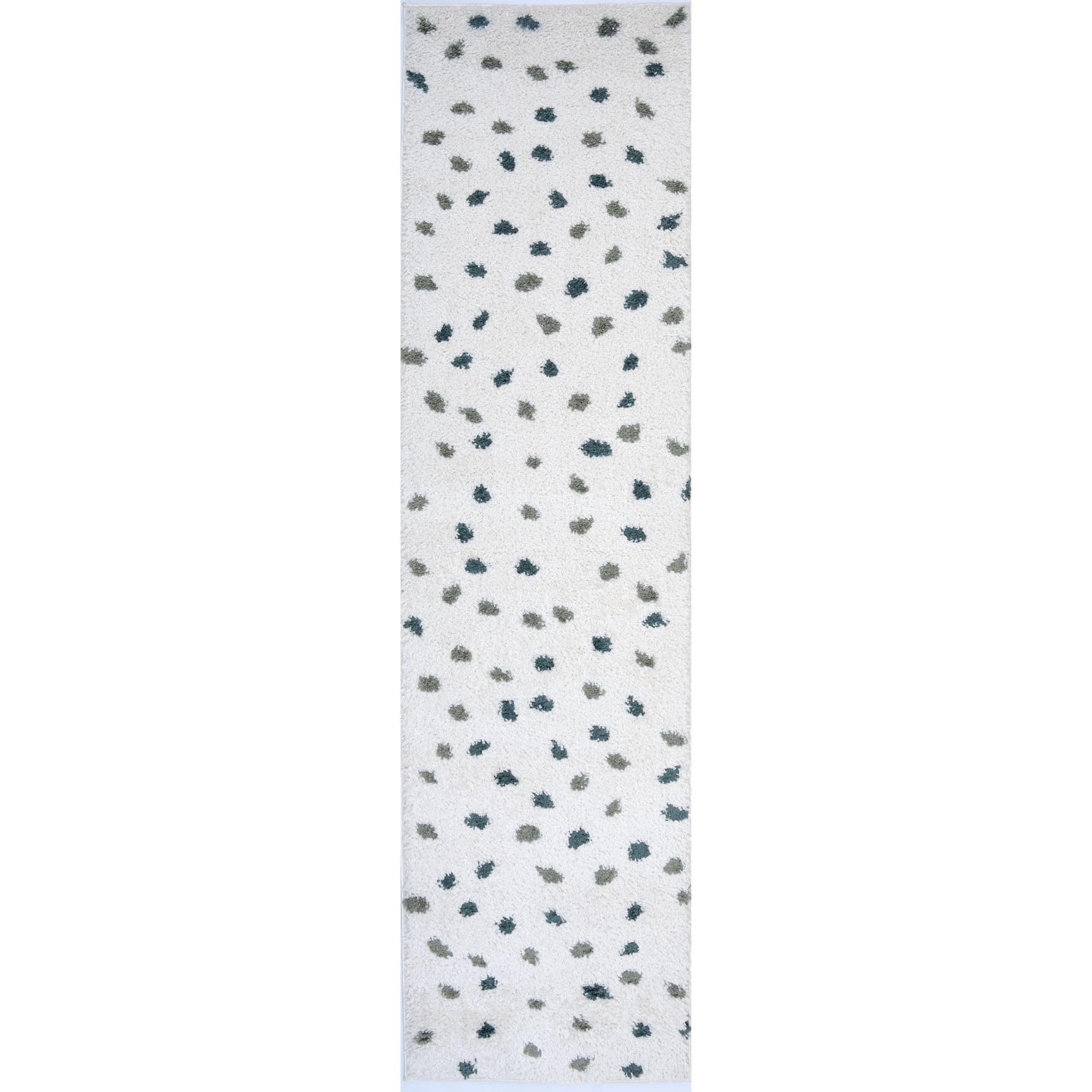 The Rugs Moodi Dots Design Patterned Shaggy Runner - Sage Green