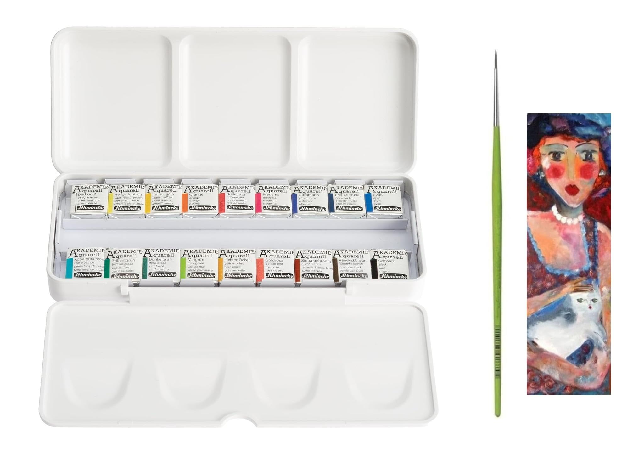 Schmincke AKADEMIE Aquarellfarben-Set, 18 halbe Näpfchen
