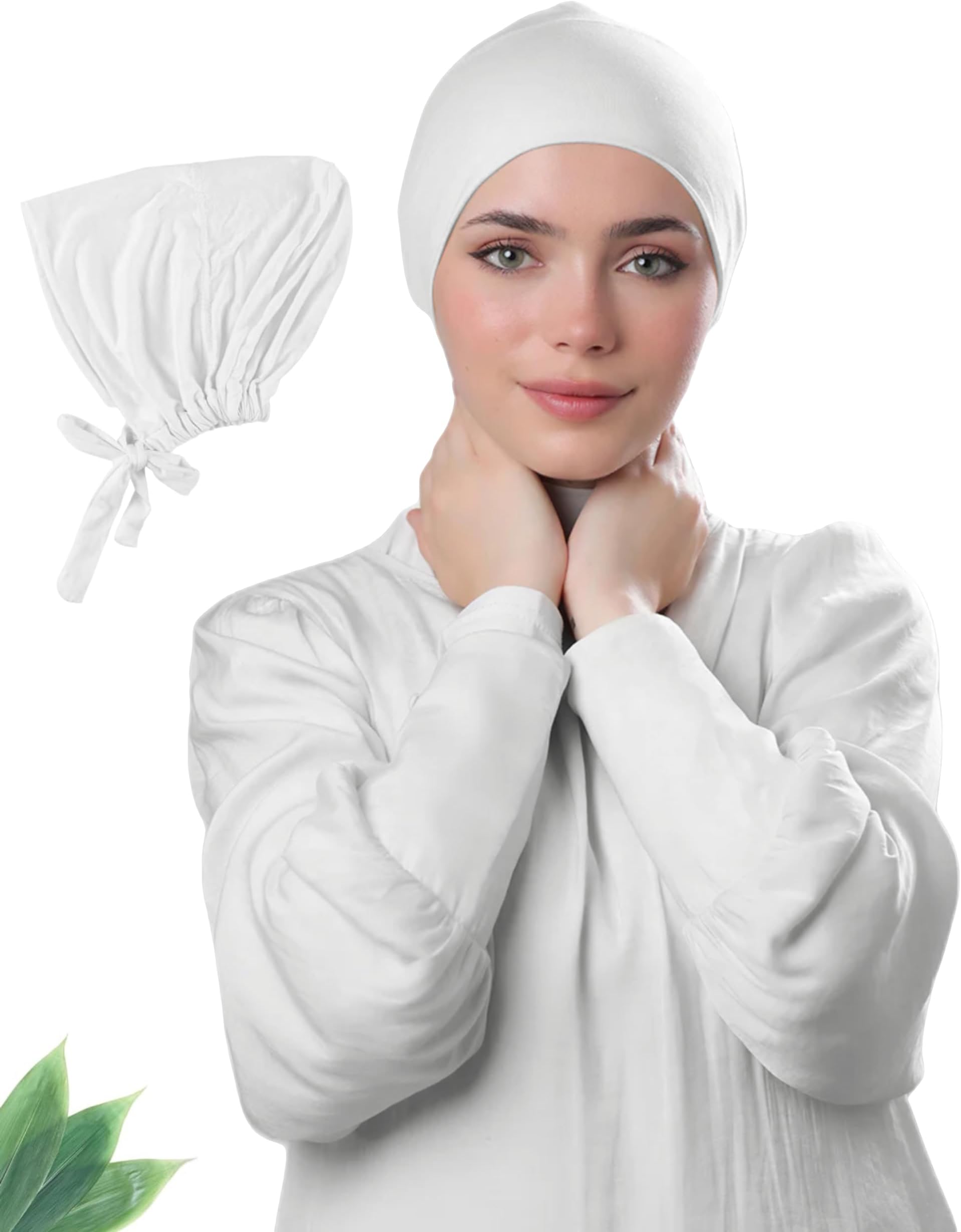 NAJDJersey Hijab UnderScarf for Women Stretchy, Hijab UnderCap Non Slip, Under Scarf Cap with Tie-Back Closure for Women