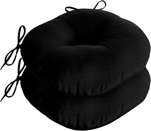 downluxe Cojines redondos para sillas de exterior, impermeables, de espuma viscoelástica, para muebles de patio, 15 x 15 pulgadas, color negro,