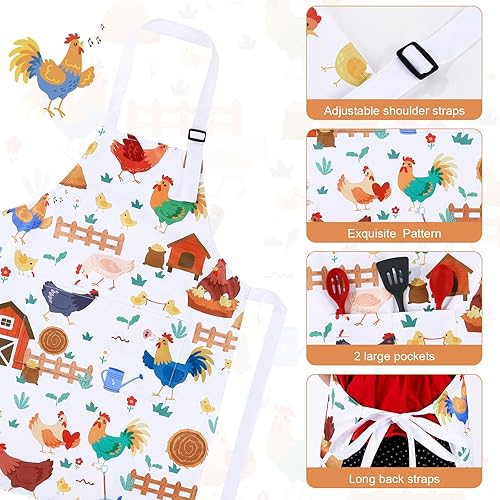 Miniatura 3 de 2 delantales para padres e hijos, delantales para mamá y yo, delantal de cocina ajustable con 2 bolsillos, bonito delantal a juego