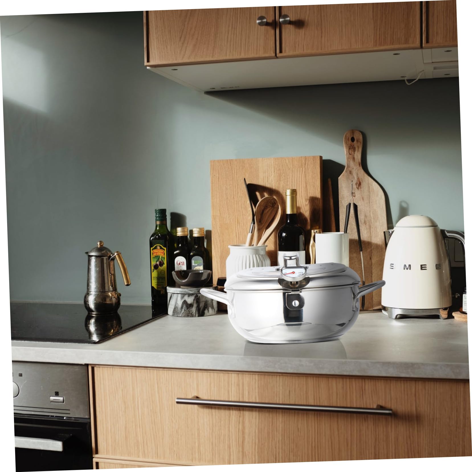 ABOOFAN 1Set Japanese Style Deep Fryer Pot with Thermometer Nonstick Frying Pan for Gas Electric Stoves Includes Oil Drainer Rack Portable Easy to Clean Deep Frying Pan