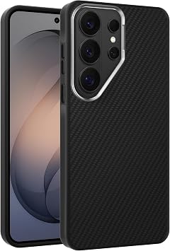 Teknoft Samsung Galaxy S26 Ultra için Karbon Serisi Şok Emici Ultra Güçlü Metalik Tuşlu ve Lens Çerçeveli Darbe Emici Karbon Fiber Görünümlü Silikon Kılıf (Siyah, Galaxy S26 Ultra)