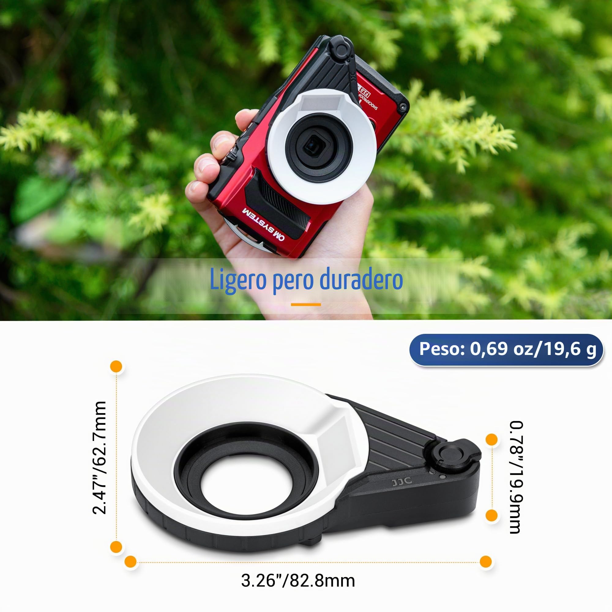 JJC FD-1 Difusor de Flash para Cámaras Olympus Tough TG-7 TG-6 TG-5 TG4 TG3 TG2 TG1, Soporta Luz Difusa Completa y Semi-Abierta, Accesorio para Fotografía Macro de Cerca