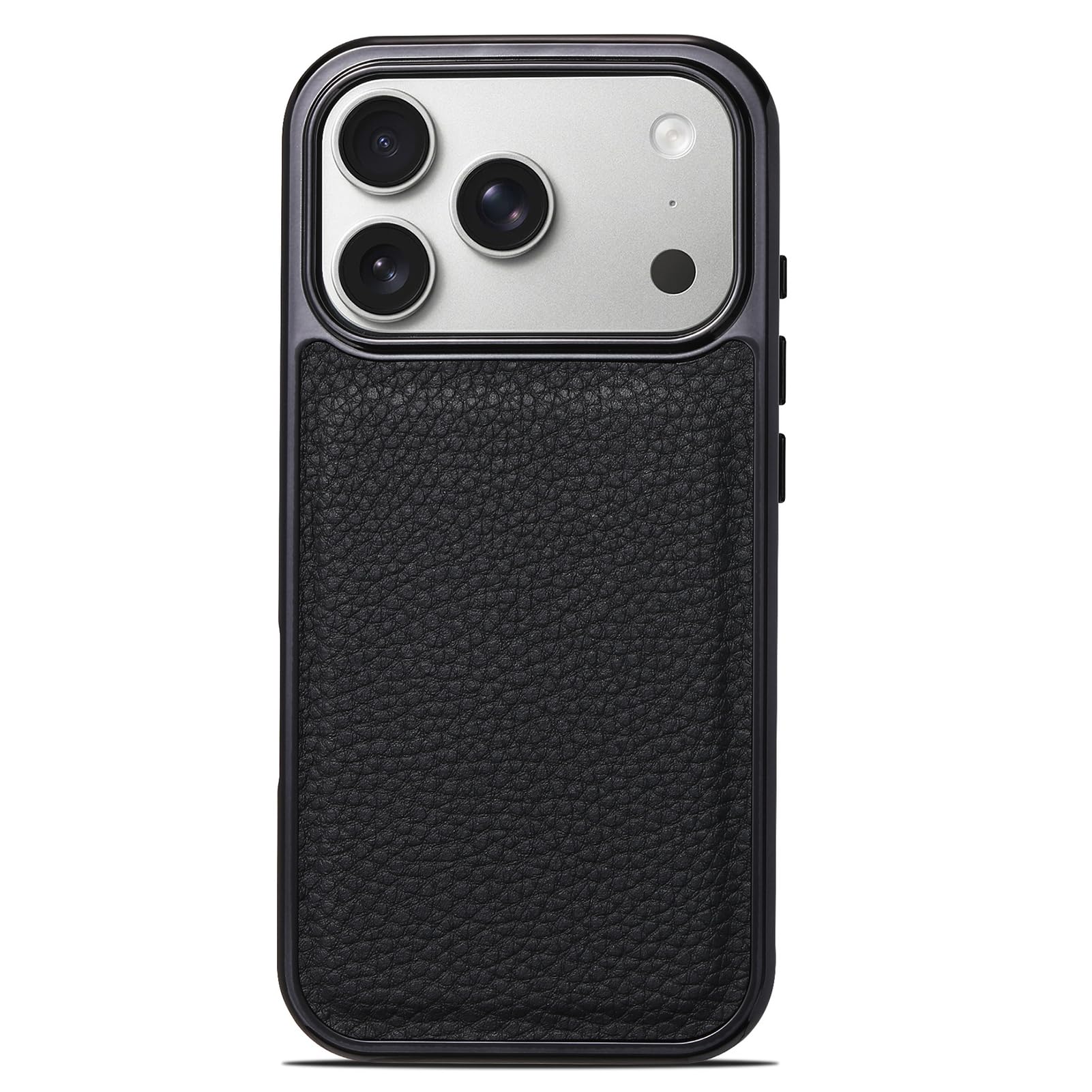 Étui mince iPhone 17 style business haut de gamme cuir électroplaqué luxe noir