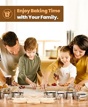 BS-VOG Cookie Cutters Set of 5 Stainless Steel Round with Handle