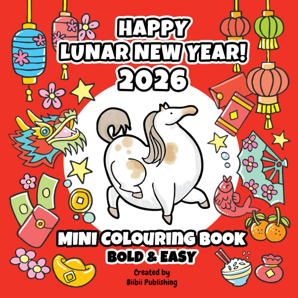 Happy New Year 2026! Mini Colouring Book.: Bold & Easy.