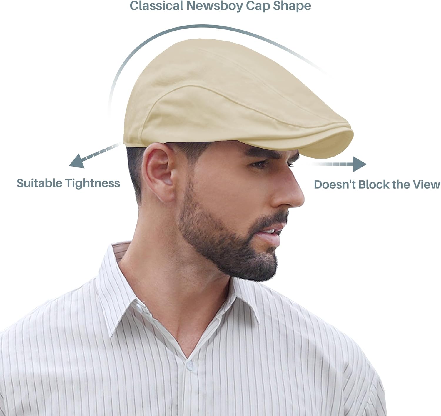 Newsboy Cap for Men 100% Cotton Mens Flat Hats Newsies Hat Classic Irish Gatsby Ivy Cabbie Golf Hats - Image 2
