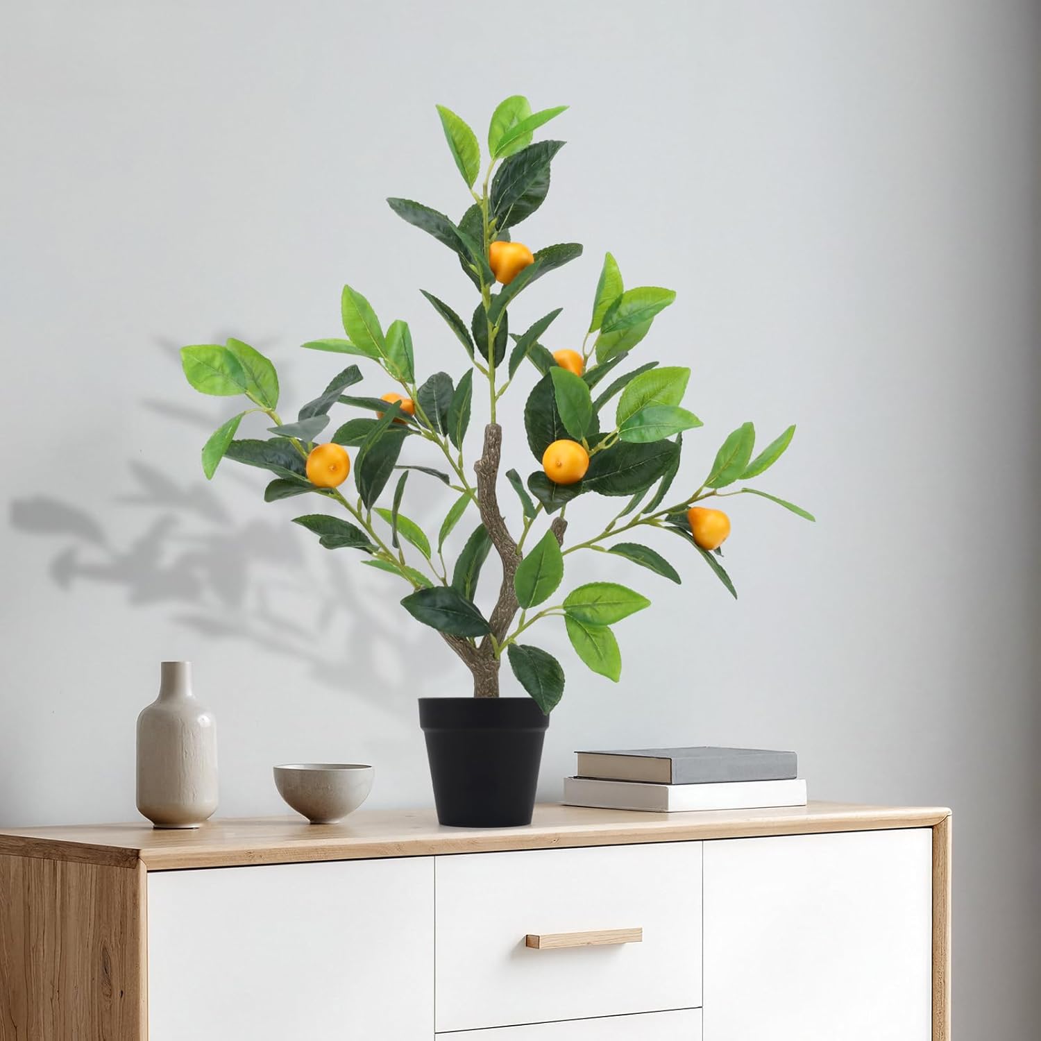 Gresorth 20" Artificial Pear Tree Fake House Green Plant with Fruits Decoration Pot Big Realistic Leaves for Home Table Office Garden Indoor Outdoor