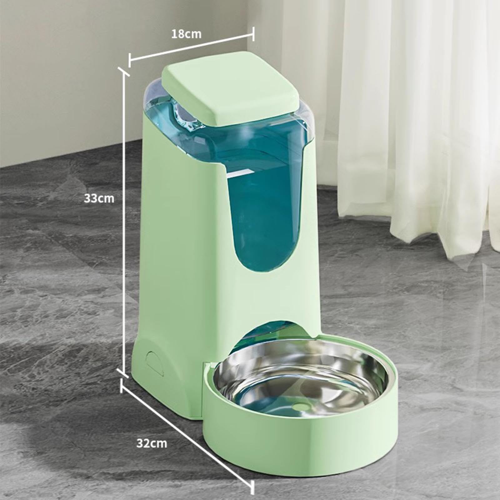 Dispensador Automático Fuente de Bebida Comedero Recipiente de Agua para Perros Gatos Material Antiderrame Muy Práctico y Adecuado para Conejos, Verde