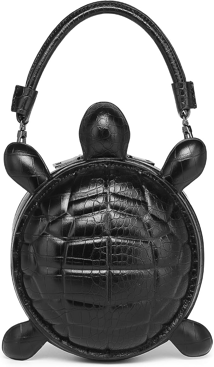 Men PU Leather Unique Novelty Turtle Shape Handbag Purse Removable Strap Crossbody Shoulder Bag for Women