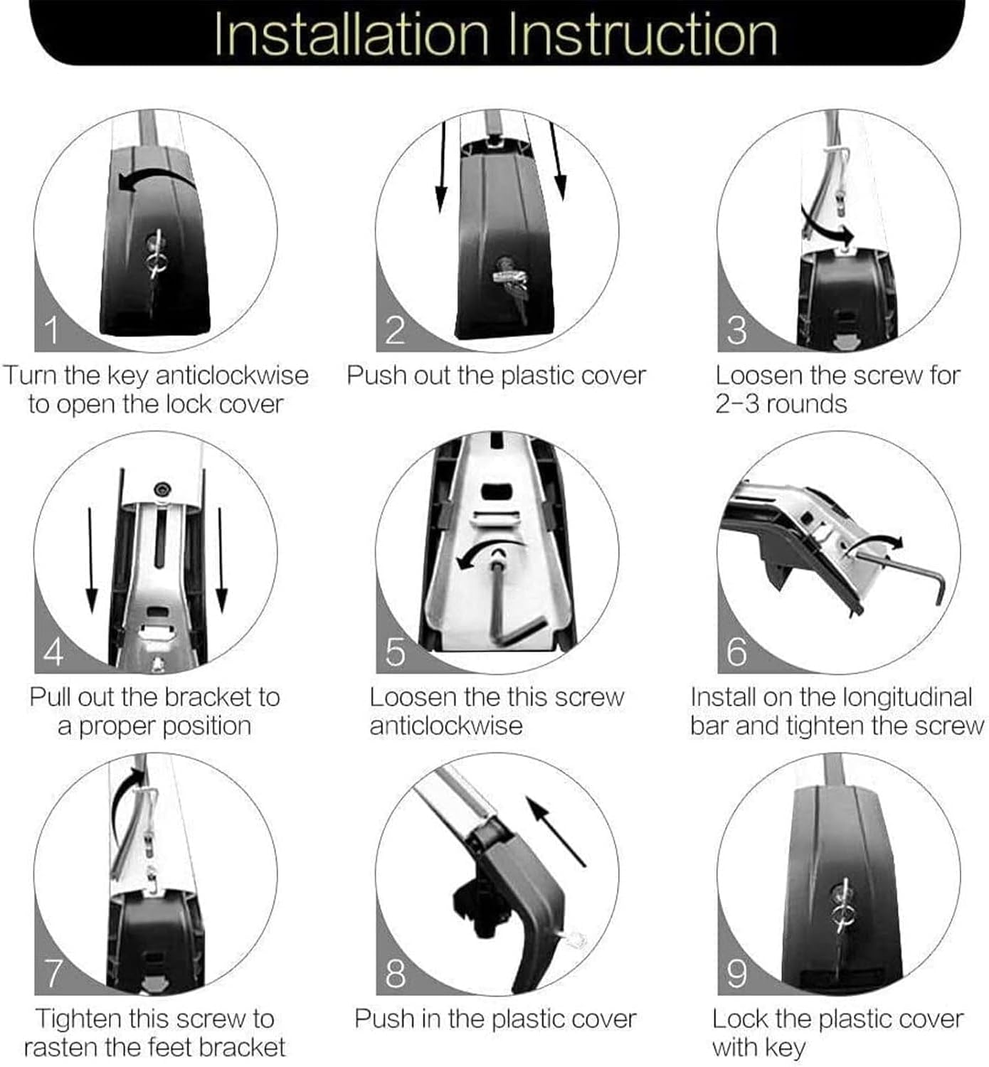 2Pcs Crossbars Fits for Toyota Crown Signia 2025 2026 Aluminum Lockable Roof Rail Racks Cross Bars Luggage Cargo Carrier (All Black)