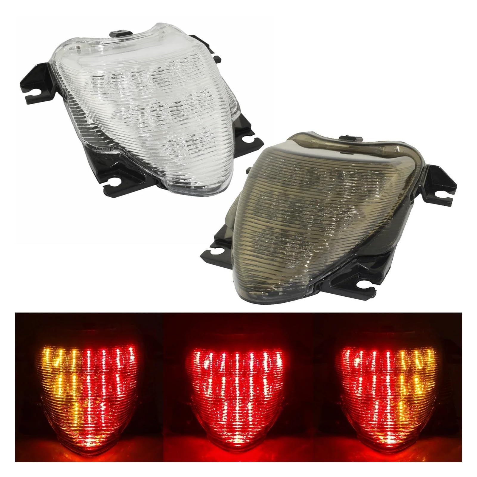 Feu Stop Feu Arrière De Moto, Clignotants, Feux De Freinage, Clignotants Intégrés, Pièces De Lampe pour Suzuki Boulevard M109R Boss Intruder VZR1800 Clignotants(Fumée)
