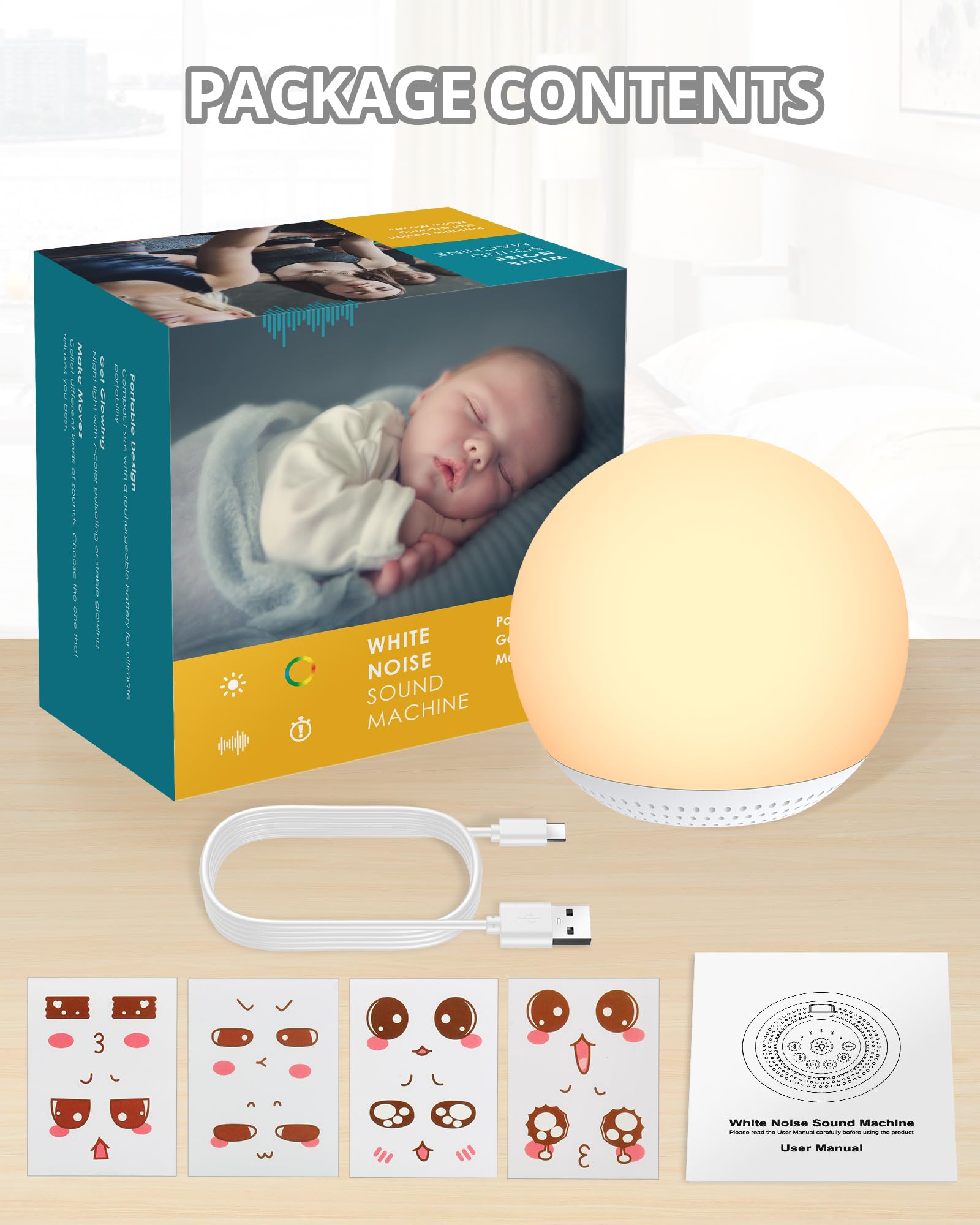 HOMGEN 2IN1 Macchina Rumore Bianco con 24 Suoni Macchina Rumore Bianco Neonato Portatile Luce Notturna White Noise Machine Succhietto con Timer per il Sonno