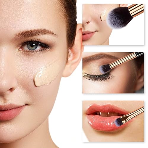 Miniatura 2 de HEYMKGO Juego de brochas de maquillaje profesionales de mármol, cerdas sintéticas naturales suaves y sin olor, 10 brochas de maquillaje + 2 esponjas