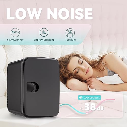 Miniatura 7 de EUHOMY Mini nevera, 4 litros6 latas ACDC pequeño refrigerador para cuidado de la piel, enfriador portátil y calentador para el cuidado de la piel,