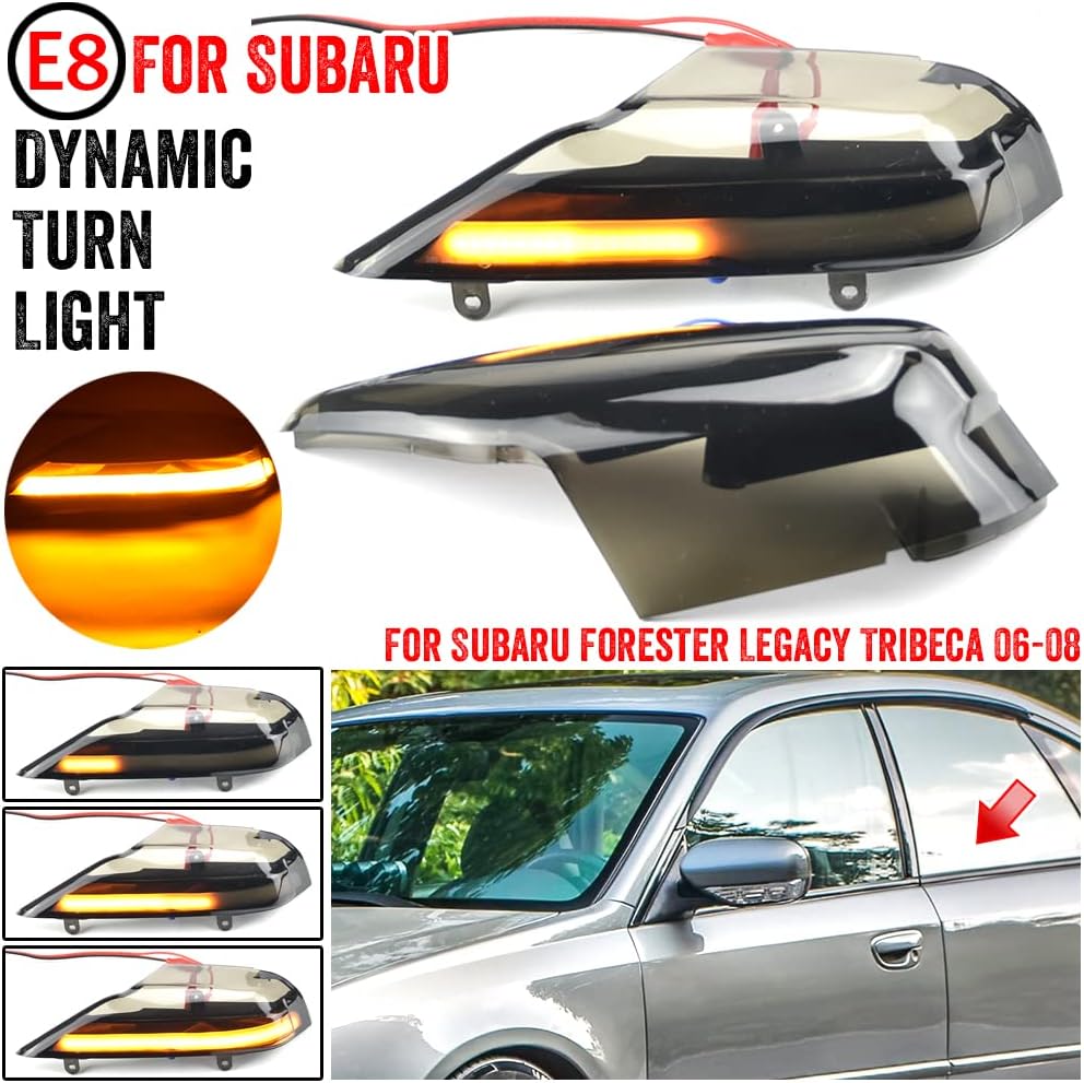 2pcs LED Dynamic Turn Signal Light Assembly Side Mirror Sequential Blinker Lamp Compatible with Su-baru For-ester 2006-2008