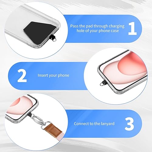 Miniatura 5 de OUTXE - Cordón universal para teléfono, 4 almohadillas duraderas, 1 correa para el cuello ajustable, 1 correa de muñeca, correa de nailon para