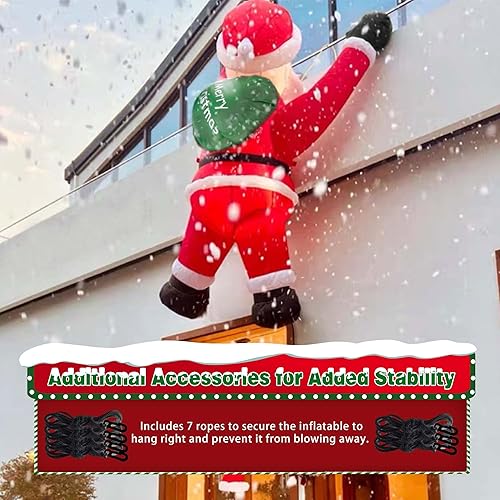 Miniatura 5 de TwoBees Inflables de Navidad de 6 pies para decoración al aire libre, bolsa de regalo de Papá Noel colgante, luces LED muy brillantes, decoración de