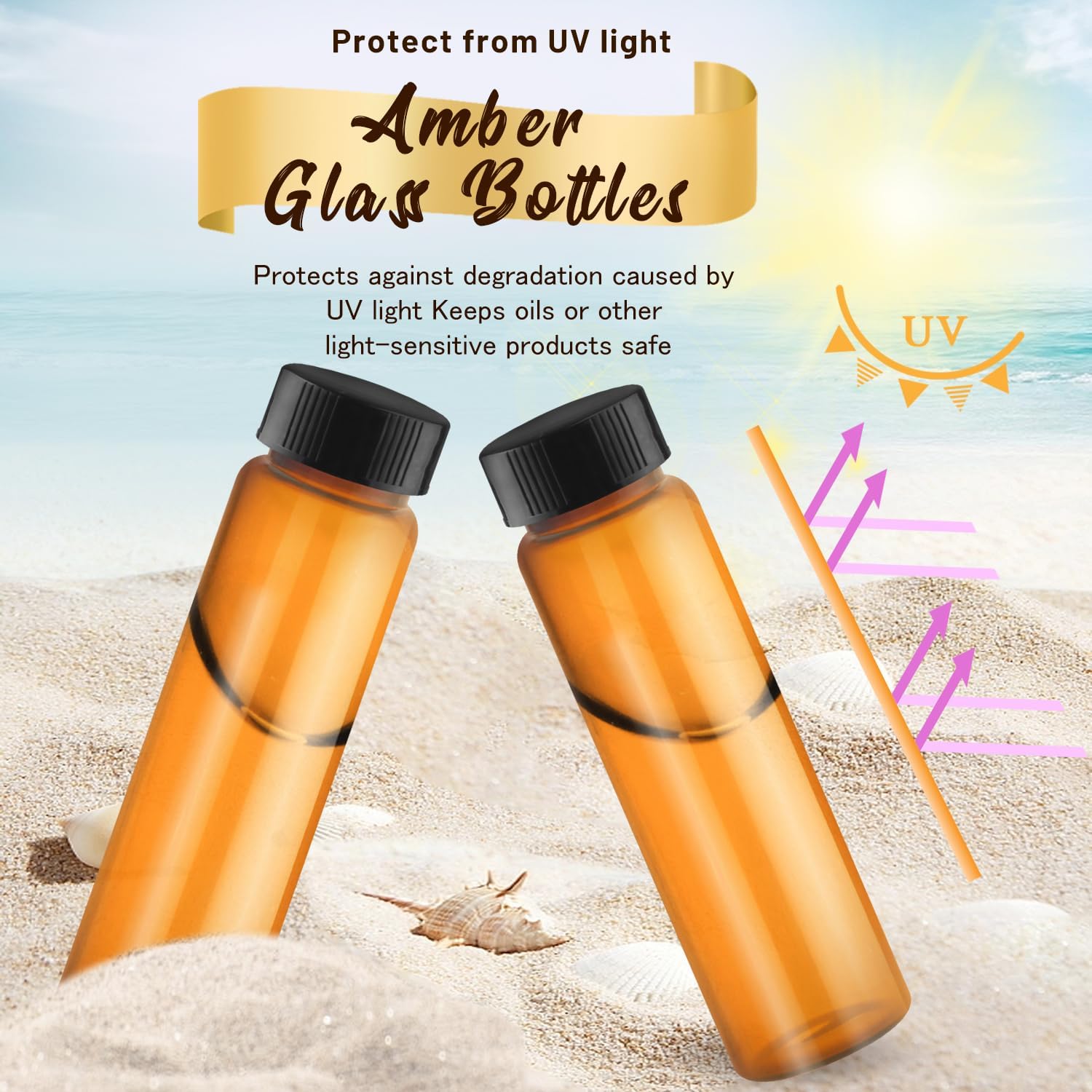 bello Clear Glass Amber Vials Culture Tube 10ml 10pcs, Glass Sample Vial with PE Stopper, Leak-Proof Glass Containers Essential Oil Bottles for Storage Liquid