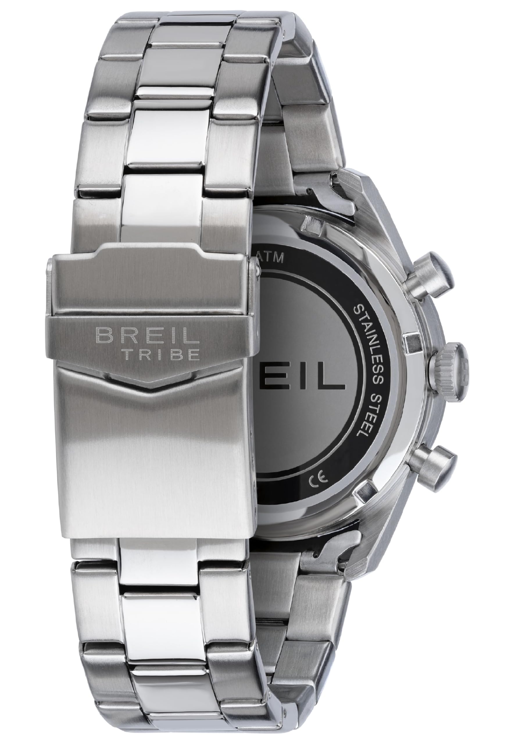 Breil, Collezione Classic Elegance, Orologio Uomo, Cronografo in Acciaio, Quadrante Gun con Effetto Sun Ray, Resistente all'Acqua, Lunghezza Cinturino Regolabile 15.5-21 cm, Silver