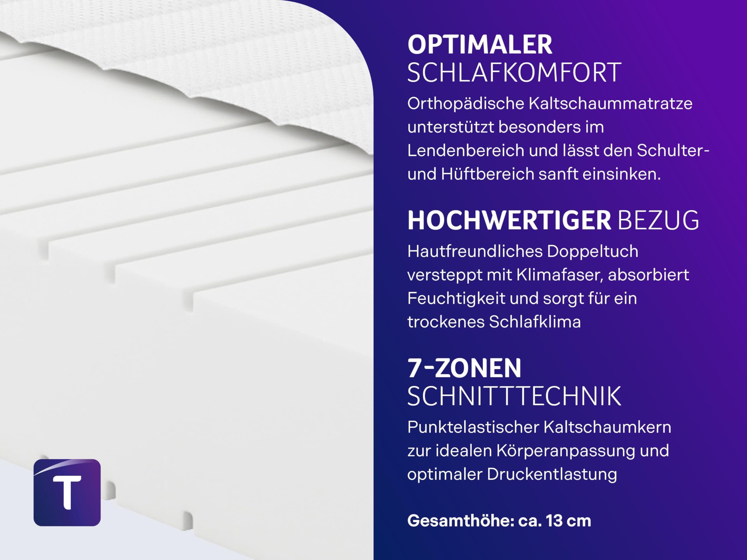 Traumnacht orthopädische Kaltschaummatratze 140x220 cm – Bild 3