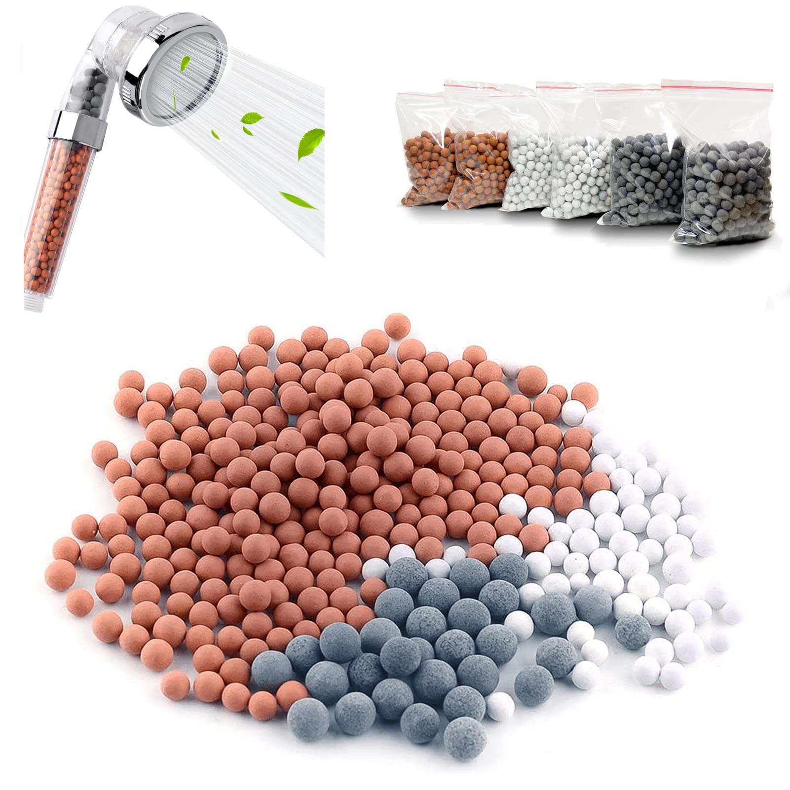 MAKINGTEC 6 Pcs Ionic Shower Head Beads, Extra Replaceable Mineral Ball, Ion Mineral Ball for Stone Shower Head, Hard Water Softening Filtration, Mineral Beads Removing Chlorine