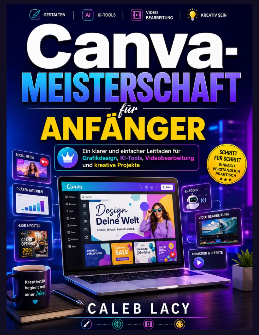 Canva-Meisterschaft für Anfänger: Ein klarer und einfacher Leitfaden für Grafikdesign, KI-Tools, Videobearbeitung und kreative Projekte
