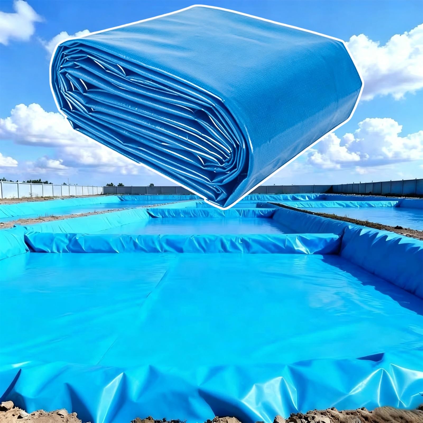 Yopappol Flexible Blue HDPE Pond Liner 10x13FT 16x16FT 20x26FT 16x32FT Waterproof Custom Shaped Pond Membrane, Fish Safe Liner for Koi Pond, Duck Pond and Water Garden(6x8m(19.7x26.2ft))