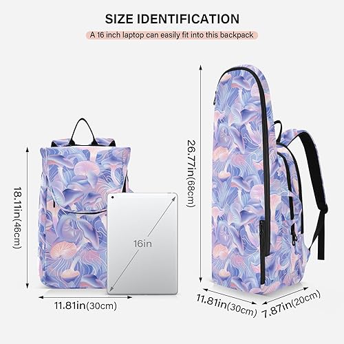 Miniatura 3 de Tenni - Bolsa de raqueta de bádminton resistente al agua, hongos abstractos, ilustración digital, azul, rosa, blanco, cubierta de raqueta de tenis