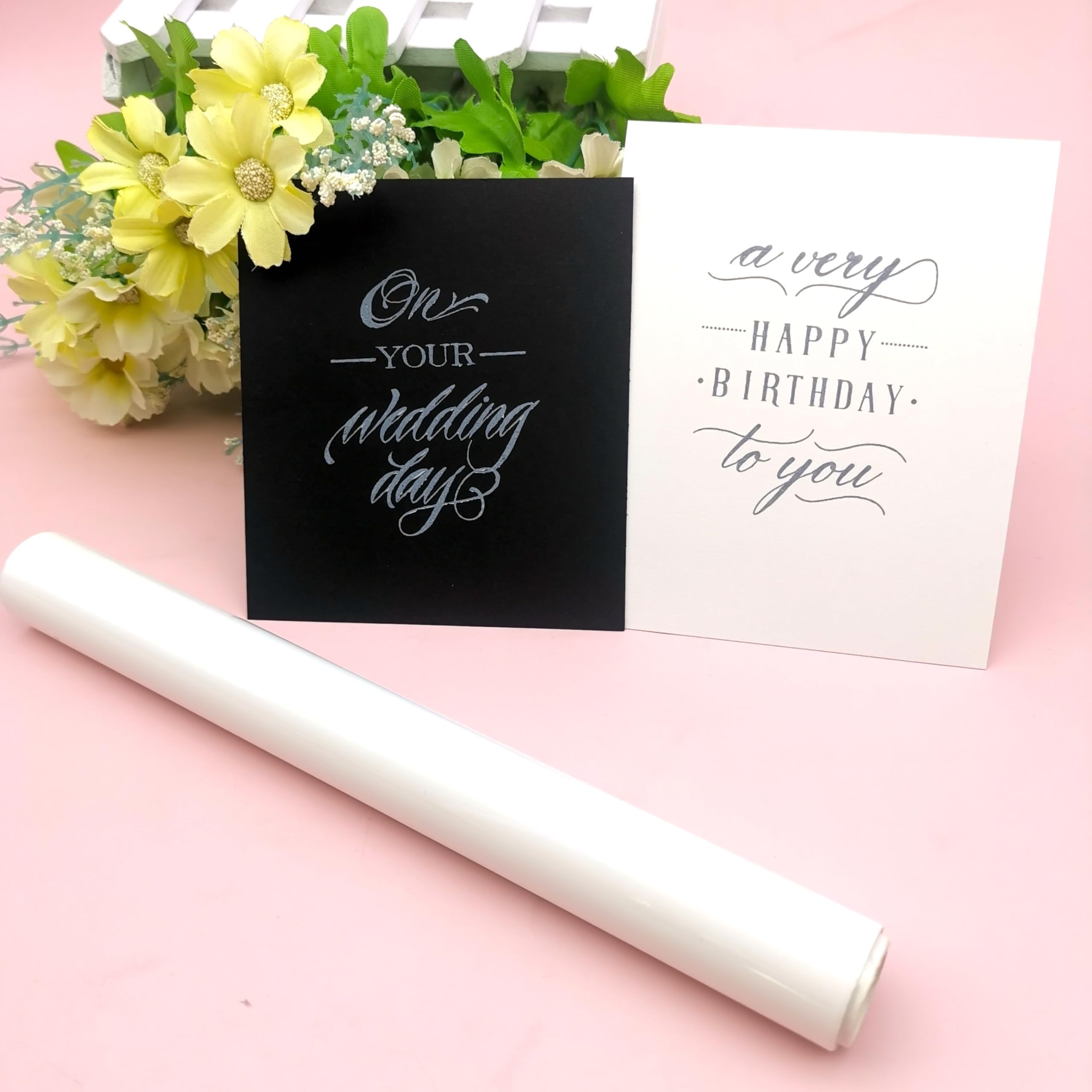 Metallic Hot Foil Roll, 5M(Length) X19.5CM(Width) Laser Toner Reactive Foil Roll,Use Laminator Laser Printer,Paper Holographic Heat Transfer Craft Foil For Handmade Craft Accessories-Off White