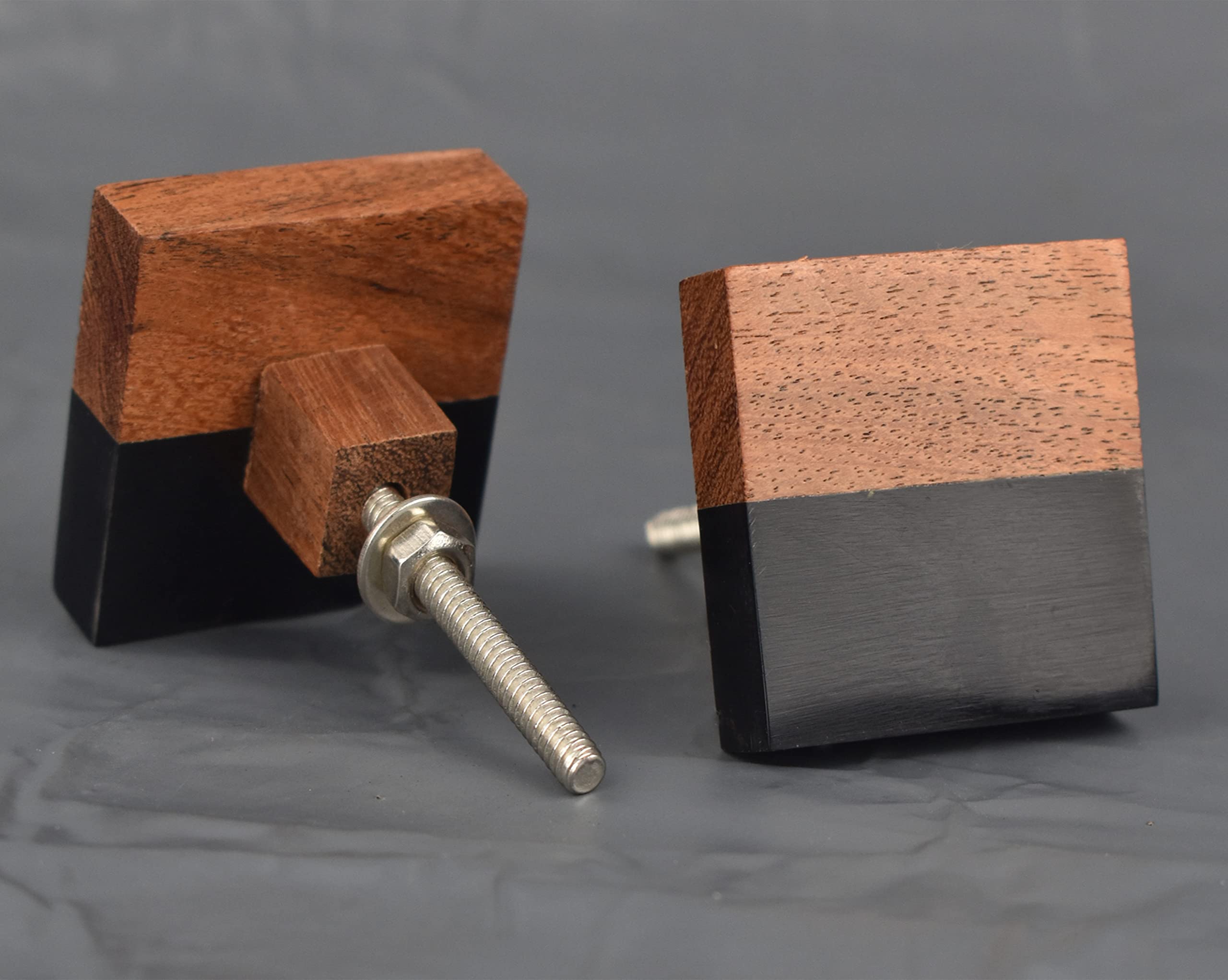 Drawer knobs | Geometric Fusion Cabinet Wooden Hardware Drawer Pulls Cupboard Knob Unique and Decorative Door Knob (6, Resin)